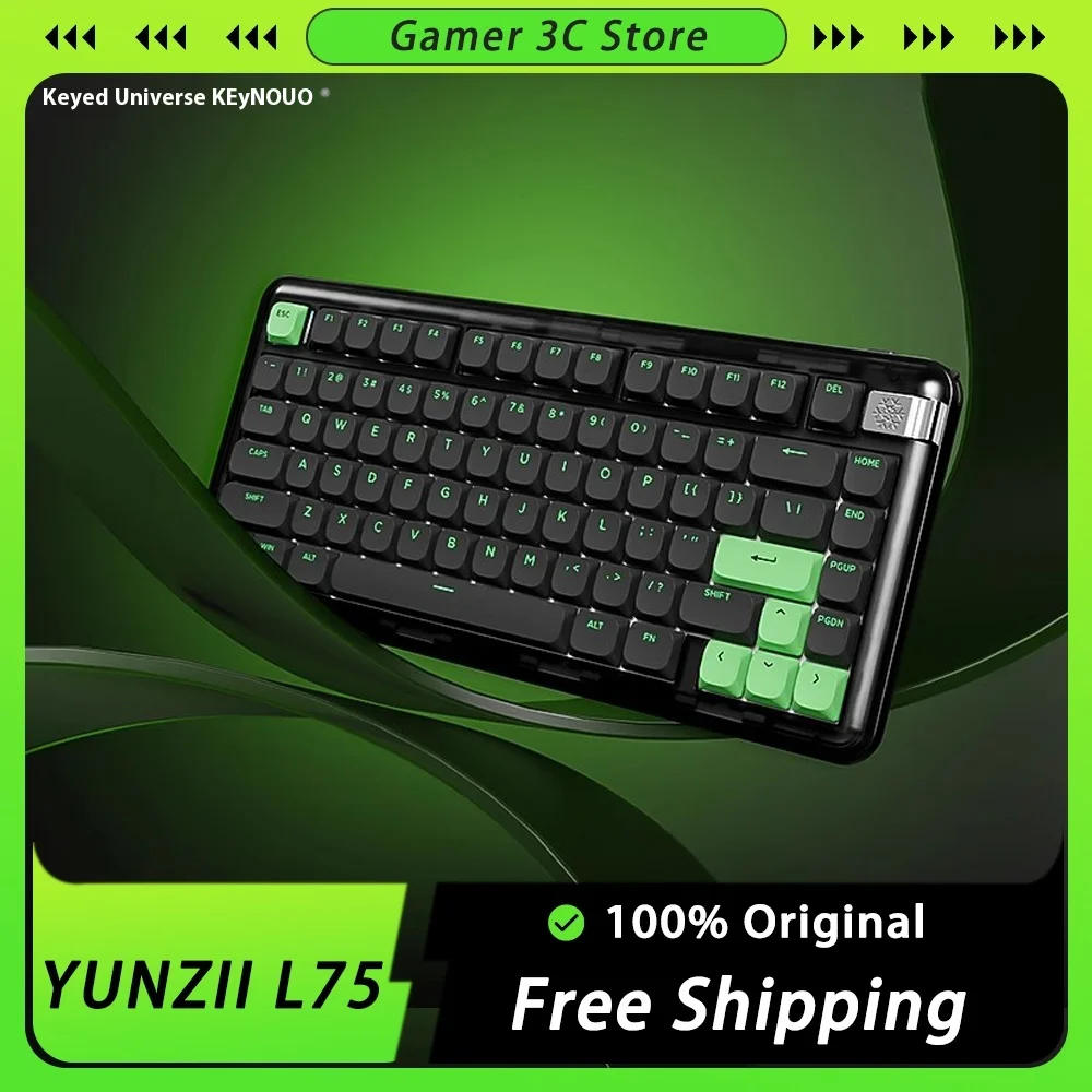 Yunzii L75 Mechanical Keyboard 3 Mode Low Switch Portable Thin Keynouo L75 Wireless Bluetooth Keyboard Office Game For Win/Mac