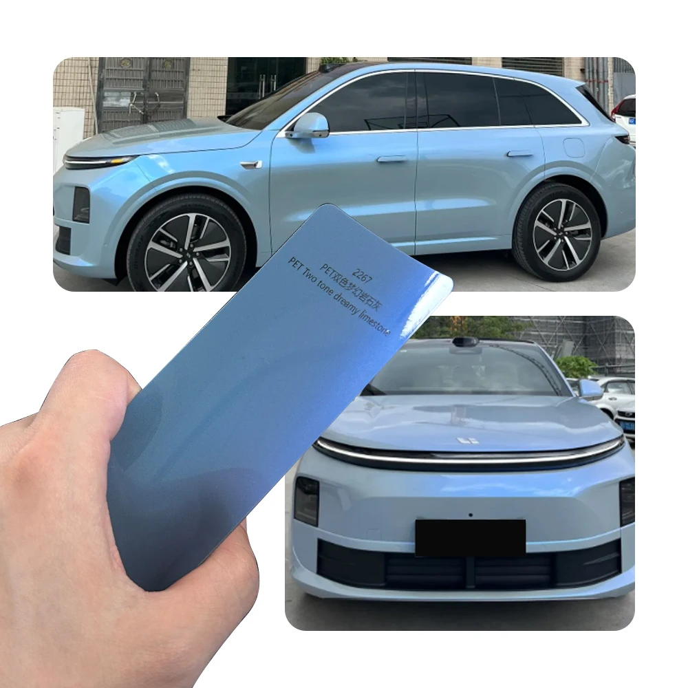 PET Two-Tone Chameleon Rock Grey Car Wrap Vinyl Film Air Release Anti-Scratch Glossy Full Body Sticker Decal