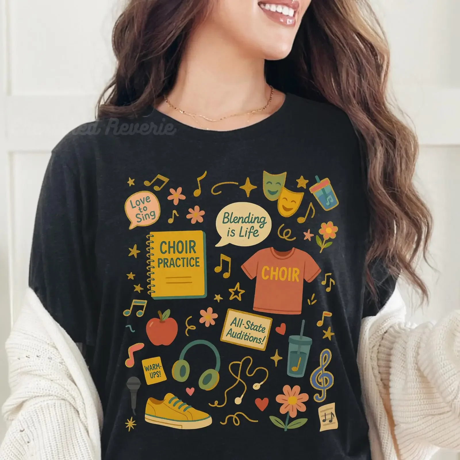 Choir Teacher Student Singing T Shirt School Chorus Group Music Director Singer All State Top vintage Washed Stretched