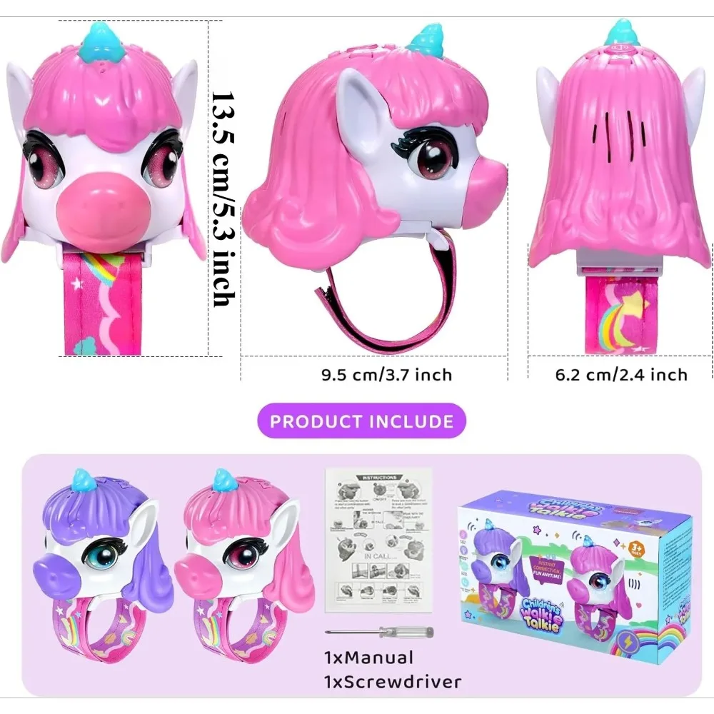 Unicorn Walkie Talkies for Kids Camping Outdoor Toddler Toy Magical Pony Walkie-Talkie with Wrist Strap Birthday Gift for Girl