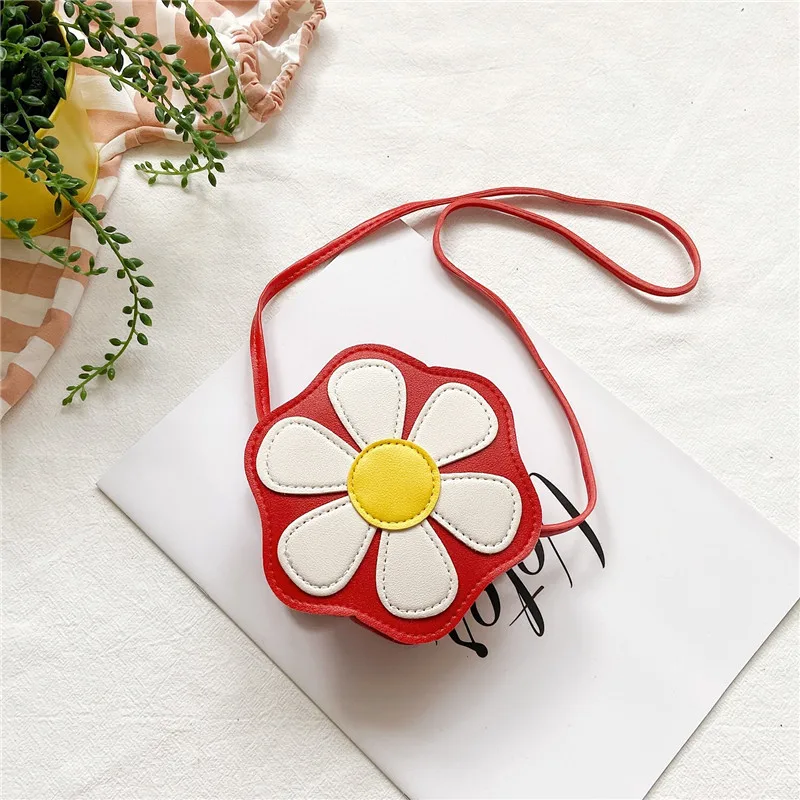 Lovely Baby Flower Coin Purse Girls Fashion Children Crossbody Bags PU Leather Kids Shoulder Bags Cartoon Small Wallet Handbags