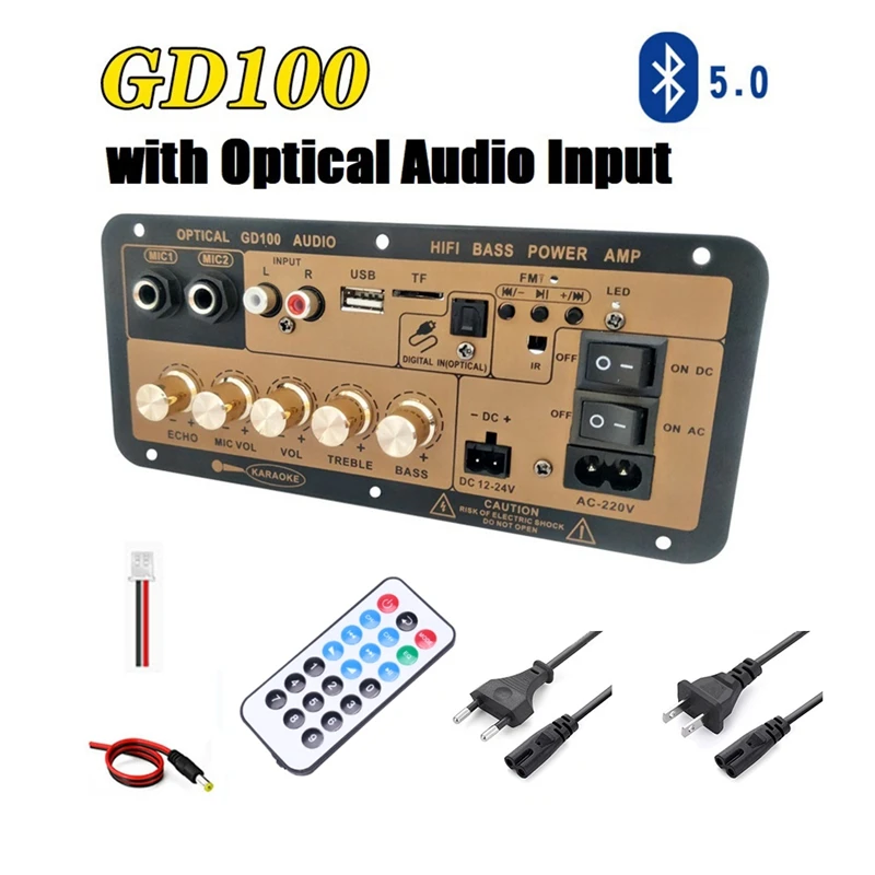 GD100 Bluetooth Amplifier Board With Optical Audio Input Hifi Karaoke Amplifier Home/Car Amplifier Board