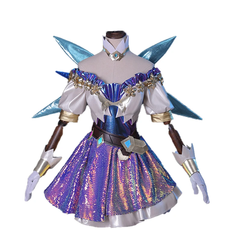 LOL Seraphine Cosplay Costume avec perruque, robe de jeu, vêtements de cosplay fins, uniforme de scène, fête d'Halloween, jeu de plis, Michele Panu ATIONS