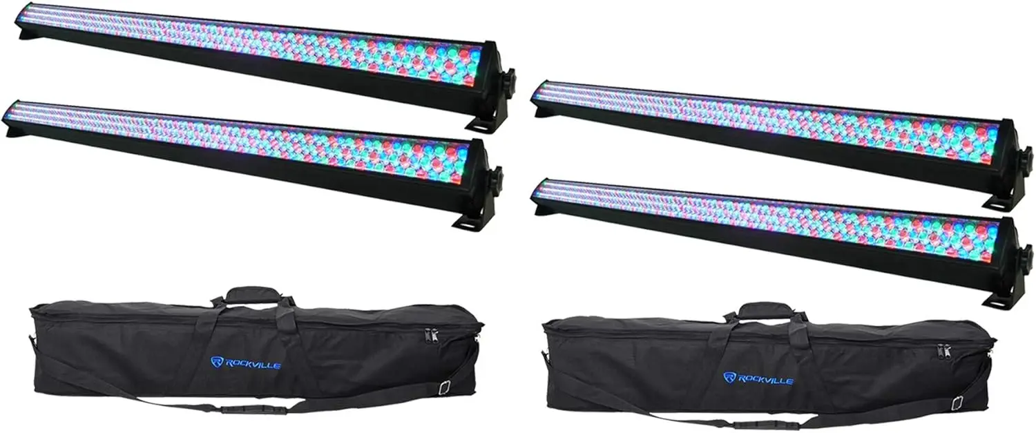 (4)252 LED 5 Channel DMX RGB Color Strip DJ Wash Up Light Bar Bundle with (2) RLB60 Bag for Light Strips