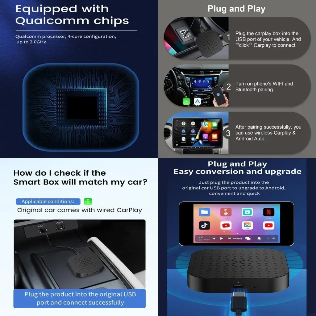 Plug Play High-Definitions To Wireless Car Play Mirror Adapter Mirroring Dongle Converter for Car Screen Universal X37F