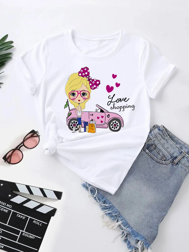 

Harajuku Casual Print T Shirt Women's T Shirt Summer Fashion Anime Kawaii White Tops Ladies Loose Short Sleeve Top Female Tshirt