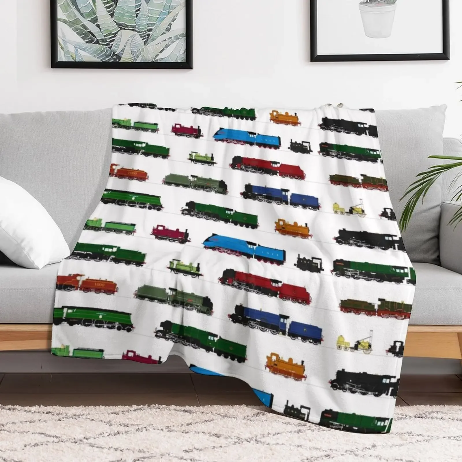 Iconic British Steam Trains Throw Blanket Reusable Durable Soft Blanket for All Seasons