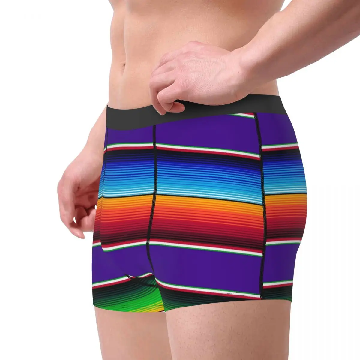 الرجال التقليدية المكسيكي قوس قزح الملونة سراويل بوكسر سراويل داخلية بوهو العرقية Lgbt فخر Yaoi الذكور مثير S-XXL السروال #2