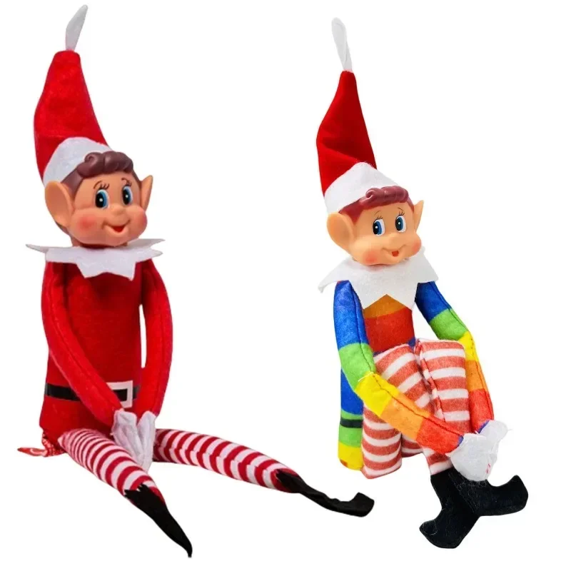 40cm Christmas Elf Doll for Kids Mini Toy Fun Playful Elf Dolls Christmas Poseable Little Elf Shelf Sitters with Dangling Legs