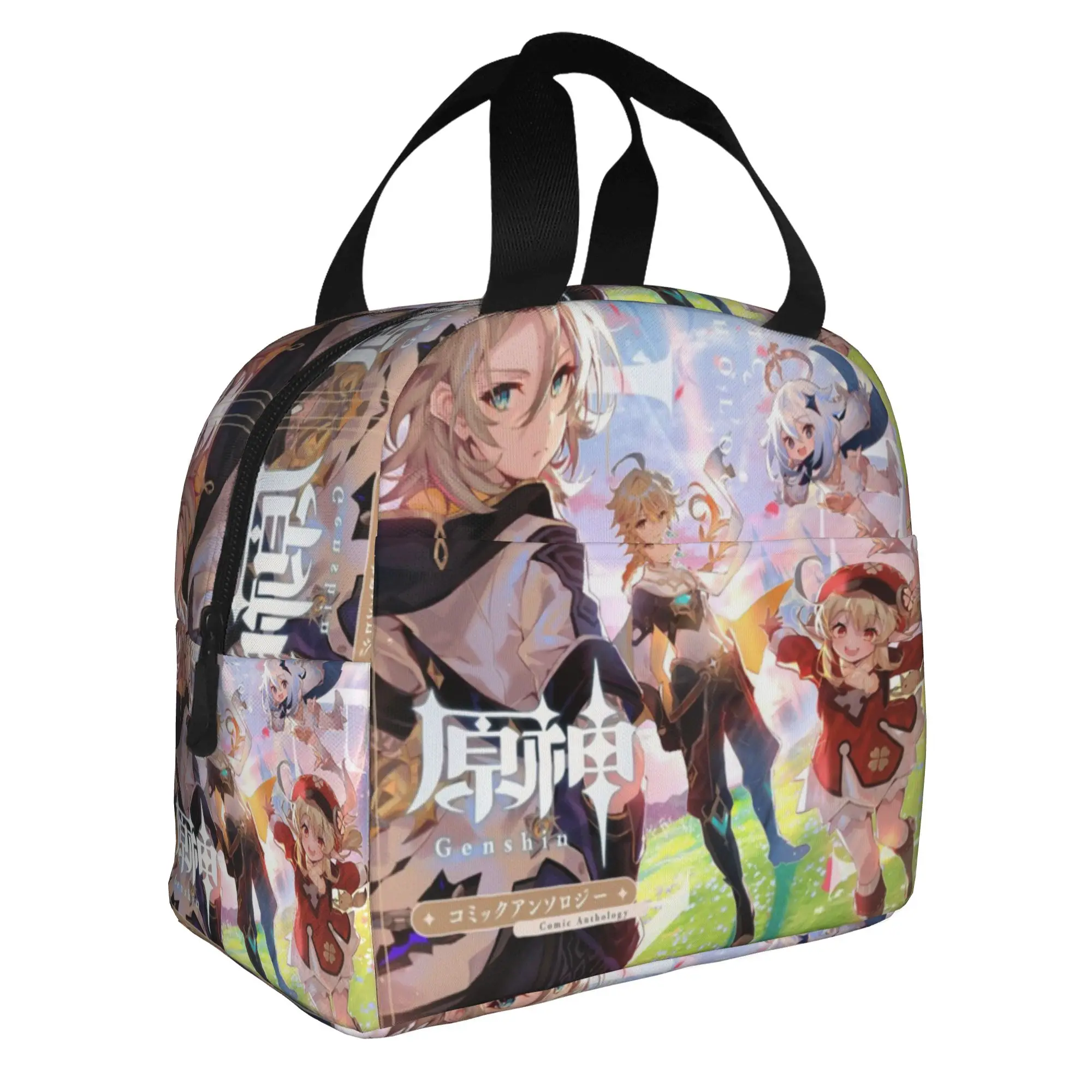 Anime Genshin Impact Insulated Lunch Bag for School Office Manga Kawaii  Waterproof Cooler Thermal Bento Box Women Men