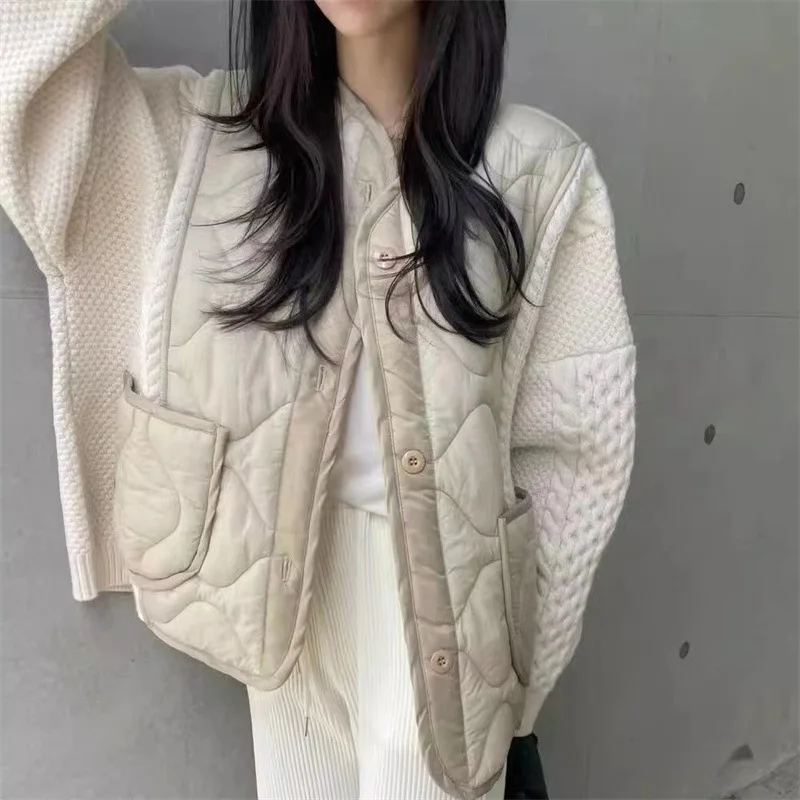 Women's Autumn/Winter Tops Coats Cotton Coats Patchwork Sweaters Color Blocking Warm Thickened New Design Soft Niche Versatile