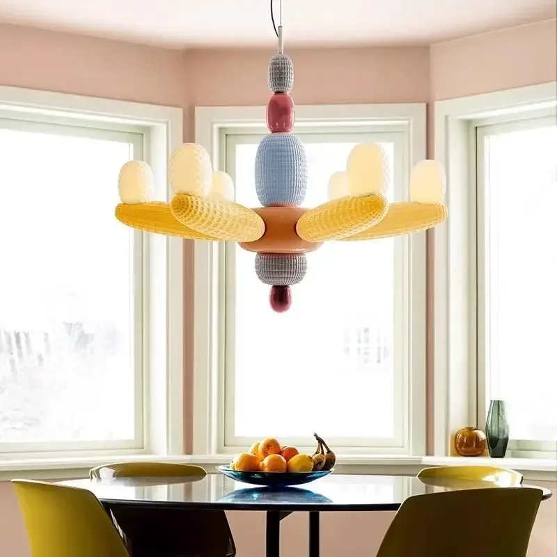 Medieval Dopamine Cream Style Personalized Creative Candy Colored Bedroom Macaron Pendant Light Creative Bedroom Hanging Lamp