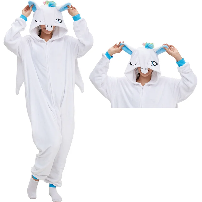 

Adult Cosplay Jumpsuit Winter Kigurumi Cartoon Animal One-piece Pajamas Men and Women Homewear Flannel New Unicorn Sleepwear