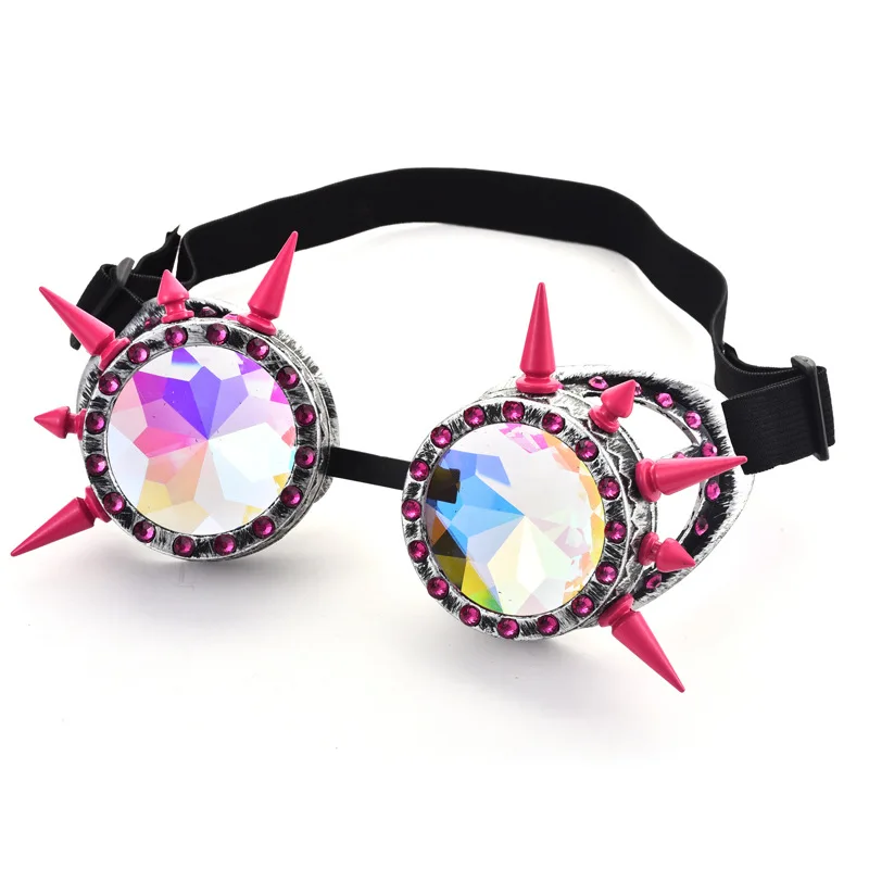 New Hotselling Kaleidoscope Rainbow Glasses Men's Women's Goggles Rivet Steampunk Goggles Cosplay Vintage Gothic Punk Eyewear