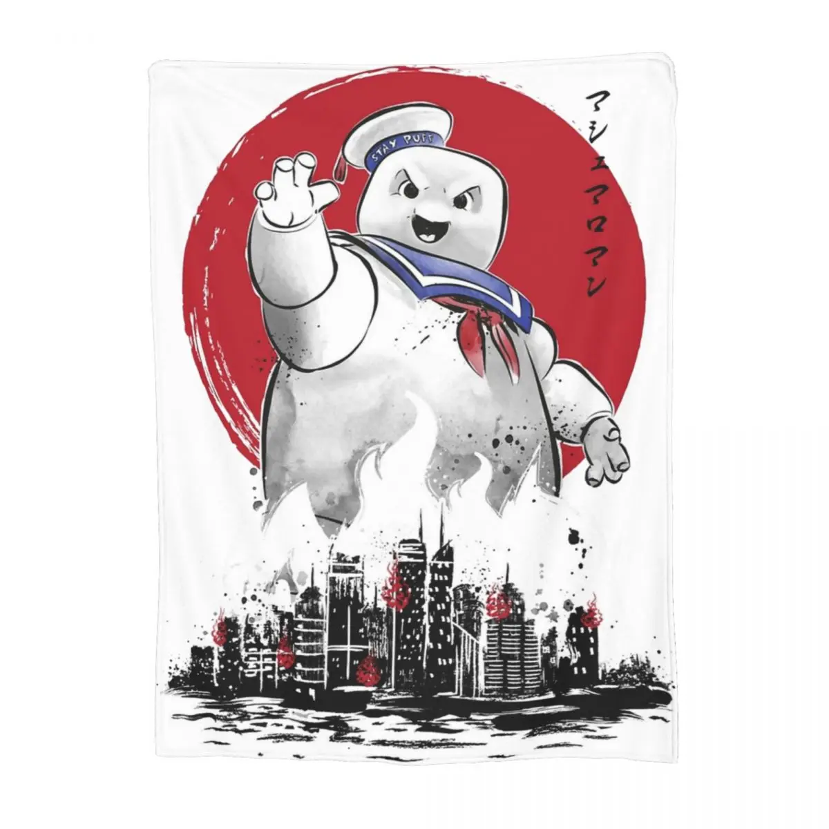 Funny Marshmallow Man Ghostbuster Blanket Soft Coral Fleece Plush Relax Throw Blanket Machine Washable