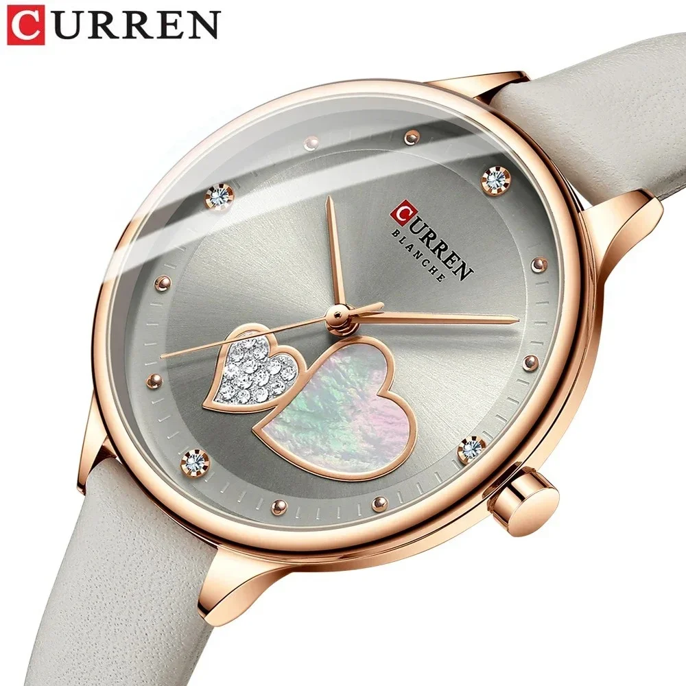 CURREN 9077 Ultra-thin Quartz Watch for Ladies, Waterproof Minimalist Small Dial Round Wristwatch