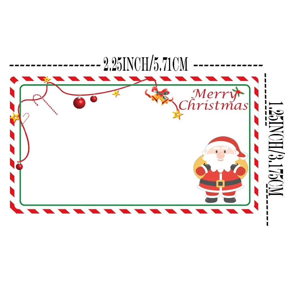 Merry Christmas Direct Thermal Label Watercolor Thermal Sticker 1.25x2.25Inch Red and Green Multi-Purpose Thermal Sticker 500Pcs