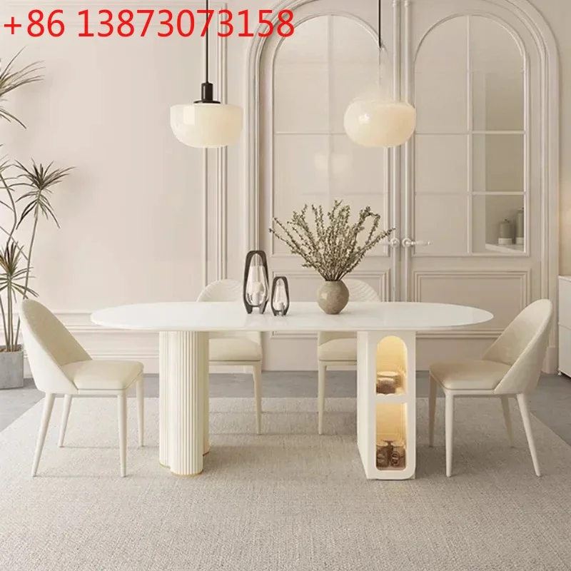 Mesa de comedor plegable única, mesa de comedor moderna multifuncional de lujo para salón, restaurante, muebles italianos blancos para mesa de comedor