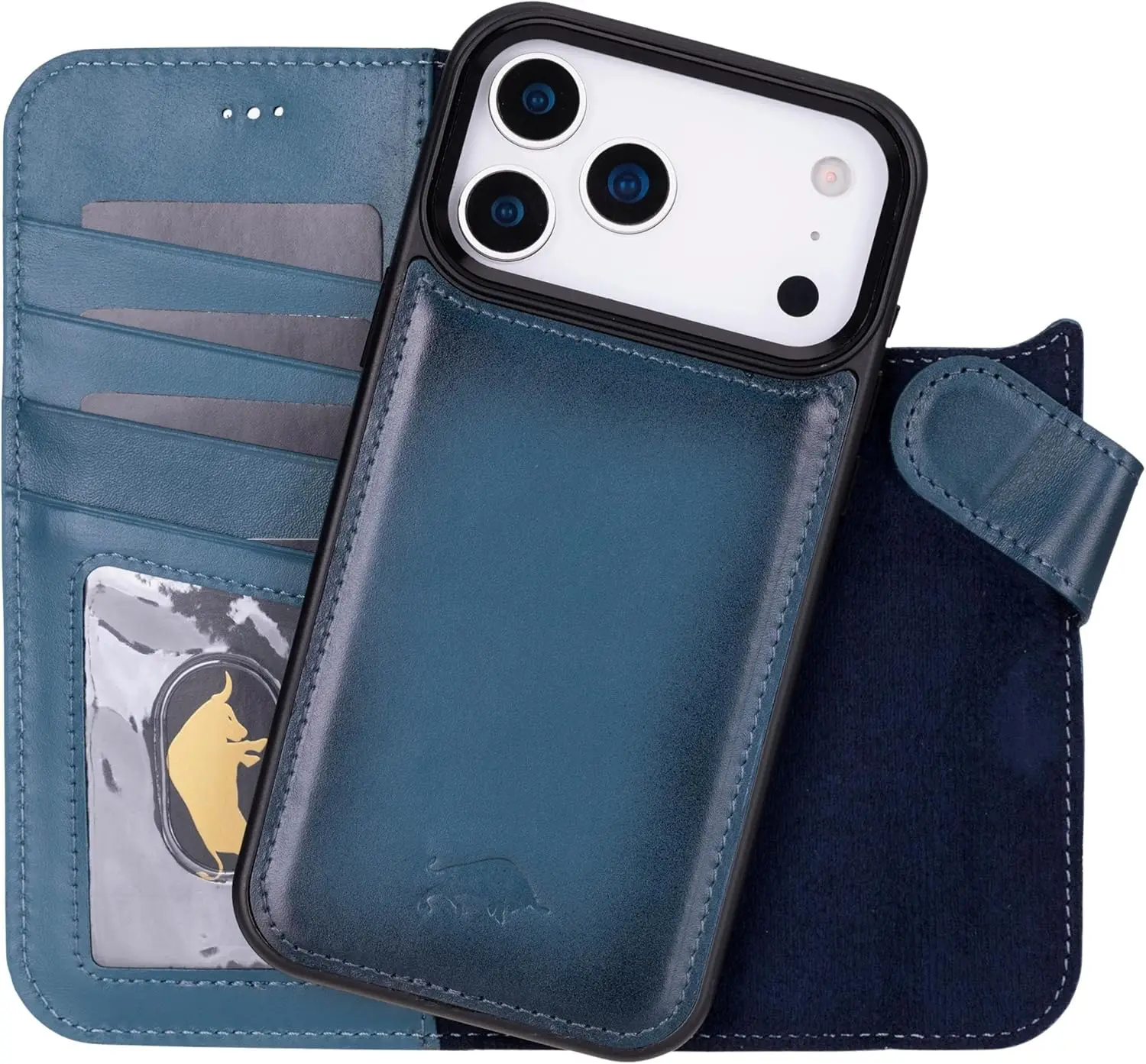

Detachable Leather Wallet Case for iPhone 17 Pro Max, Compatible with MagSafe and RFID Blocking, Business Style