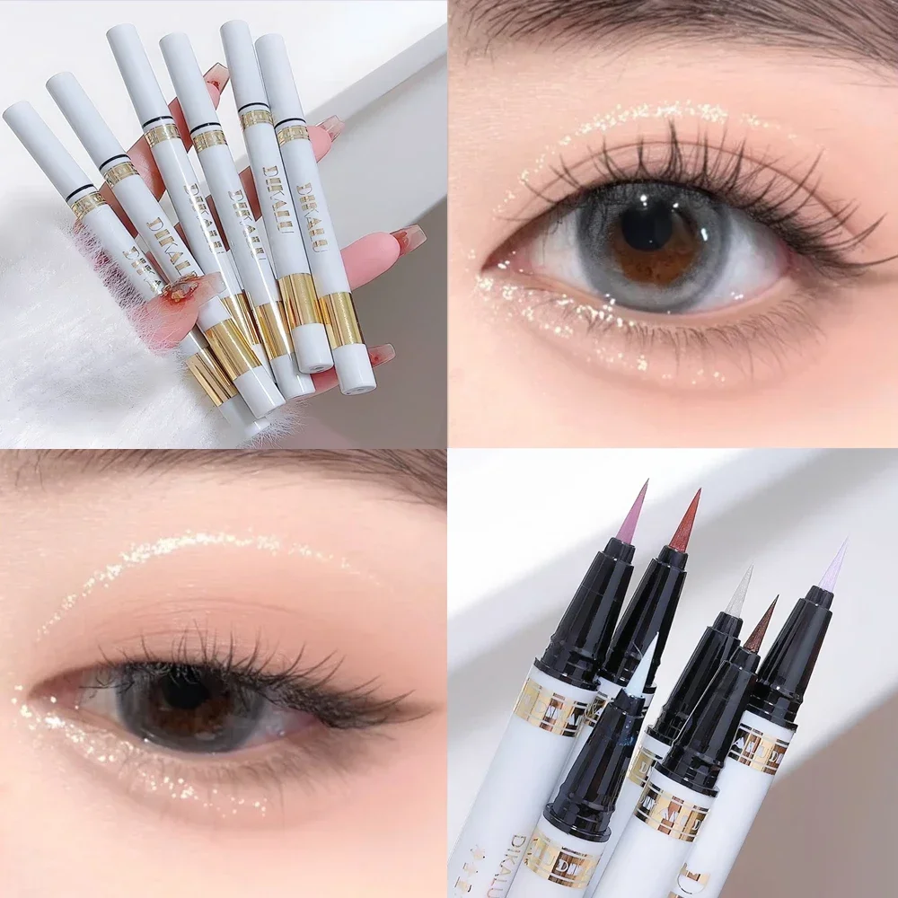 Impermeável brilhante Chameleon Eyeliner Pen, Pearl Red Black Gold e Roxo, Glitter Eye Shadow Lying, Silkworm Pen, coreano Maquiagem Cosméticos