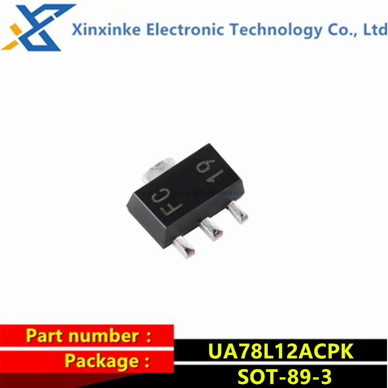 10PCS UA78L12ACPK Marking：FC** SOT-89-3 12V 100mA Linear Regulator Chip