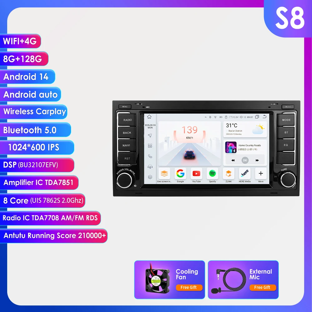Hizpo 7 Inch Auto Intelligente Systemen voor Volkswagen VW Touareg Multivan T5 Transporte 2004-2009 GPS 2din Draadloze CarPlay Android Auto GPS Multimedia Speler