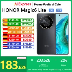 HONOR Magic6 Lite 5G，NFC，Qualcomm Snapdragon 6 Gen 1,Cámara principal de 108 MP,Carga de 35 W，120HZ,Certificado SGS de 5 estrellas,Versión global