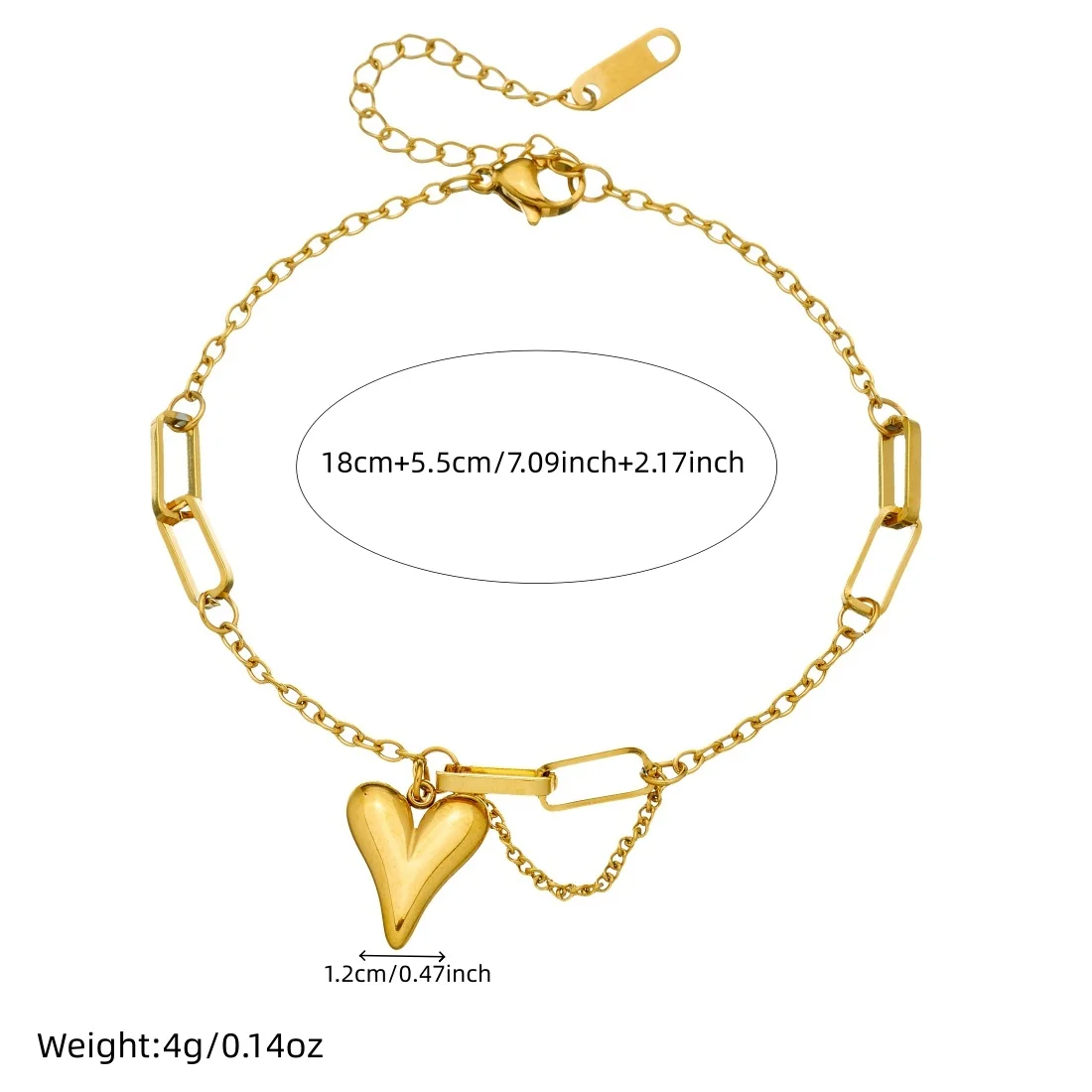 XIYANIKE 316L Stainless Steel Different Chains Splicing Design Heart Charm Bracelet Women Exquisite Waterproof Jewelry Gifts
