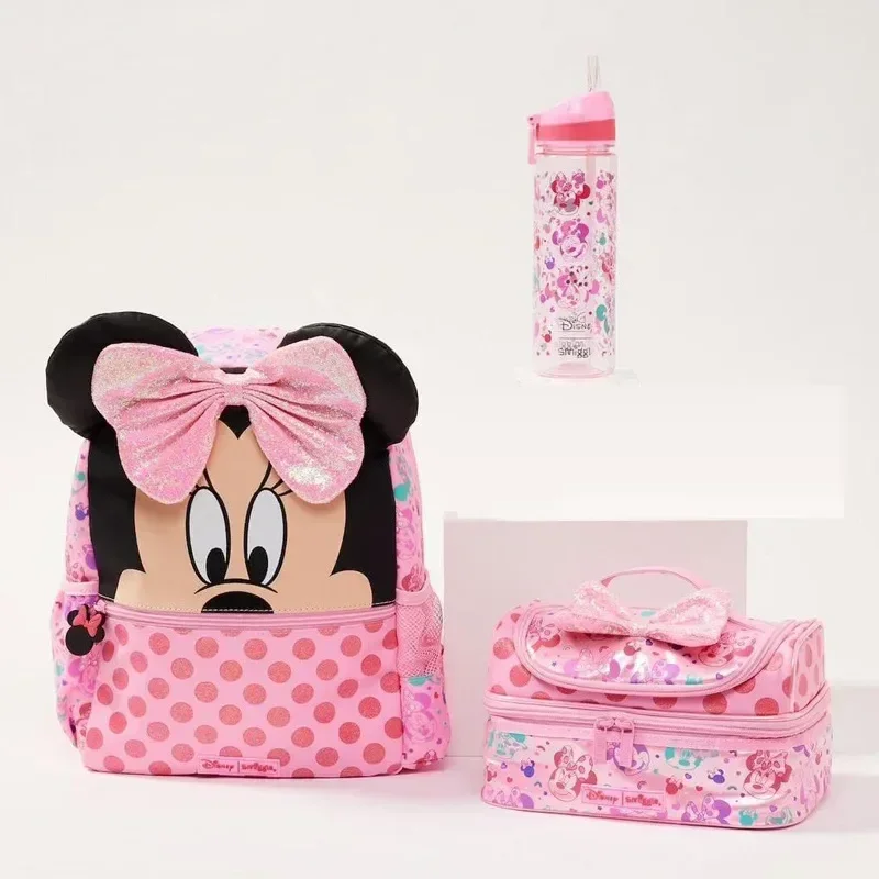 Nowa oryginalna Australia Smiggle Disney Minnie dzieci uczniowski plecak na Lunch plecak portfel kubek na wodę prezenty dla dziewcząt