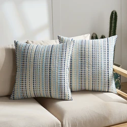 Boho Style Cushion Cover Dots, Textured Accent Jacquard, Grey, Orange, Ivory Blue, Home Decoration for Sofa, Couch, Bed, 45x45cm