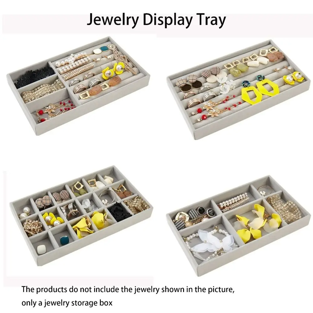 Exquisite Velvet Jewelry Tray Stackable Showcase Necklace Organizer Box Ring Storage Box Jewelry Display