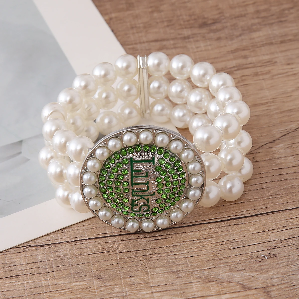 Quality Great Pearl Strand Social Club EST 1946 Incorporated Links Greek Sorority Necklaces Bracelet Set Jewelry For Women