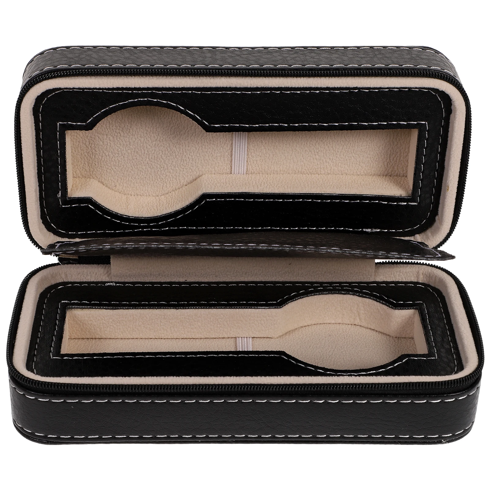 

Faux Watch Case Storage Organizer 17.5X8.5X5.6Cm Portable Travel Bag With Padding For Home On-The-Go Use