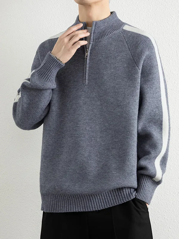 

Повседневный вязаный свитер для подростков с дизайном на молнии American Lazy Sle, осенне-зимняя мужская модная одежда с воротником-стойкой