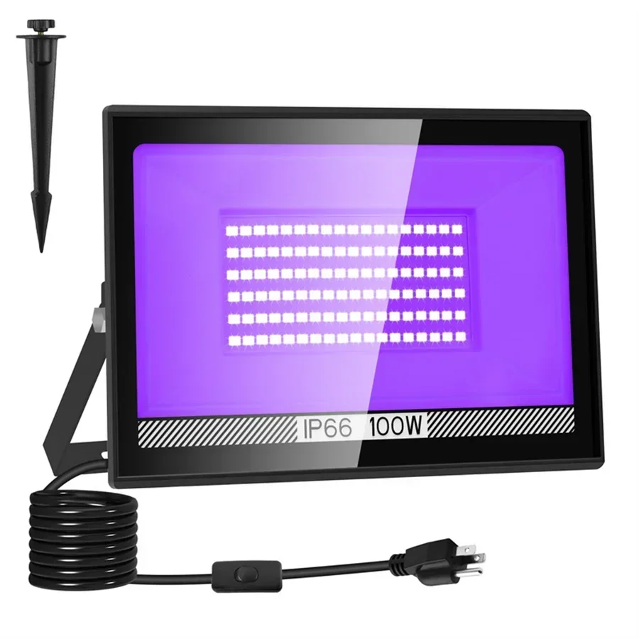 

30/100W Insert LED UV Black Light For Glow Party 395nm Waterproof UV Floodlight Blacklight Party Fluorescent UV Flood Light
