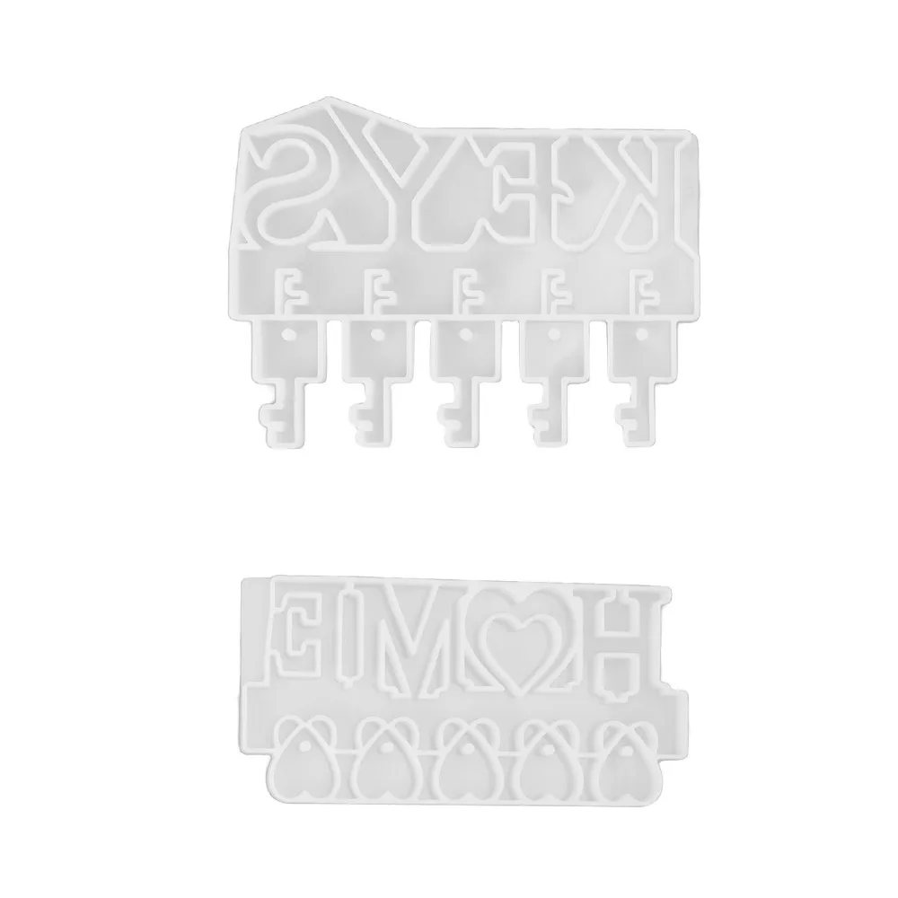 2Pcs White Key Holder Mold Silicone Different Specifications Silicone Mold Kit Wall Mounted Key Hanger Mold Jewelry Making