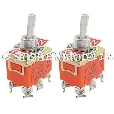 2Pcs AC 250V 15 Amp 15A ON-OFF-ON DPDT Latching Toggle Switch w 6 Terminals 1322