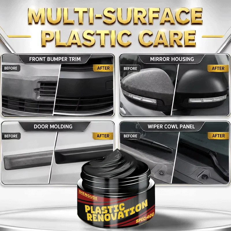 Car Exterior Rubber Plastic Trim Revitalizing Cream UV Resistant Faded Bumper Blackening Renovation Maintenance Paste