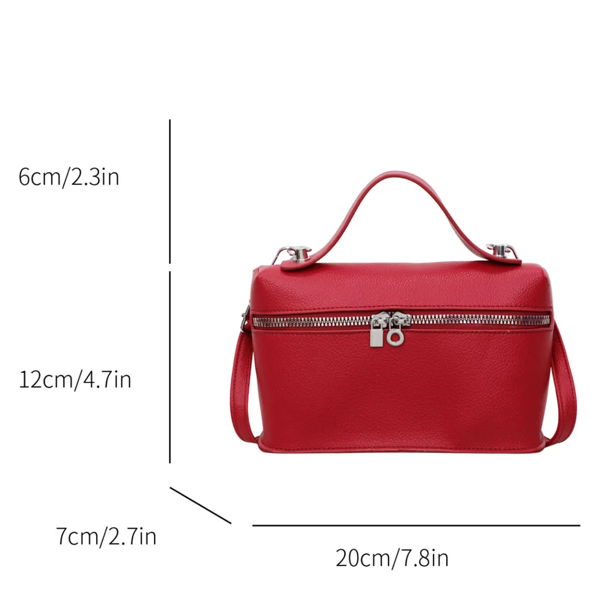 Minimalist Trend Solid Color Box Bag Litchi Pattern Portable Carrying Crossbody Bag Daily Commuting Versatile Square Bag