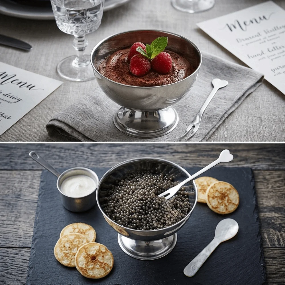 Easy To Clean High Foot Goblet Rustless Steel Thickened Ice Cream Cup Polished with Fork Dessert Cup Afternoon Tea