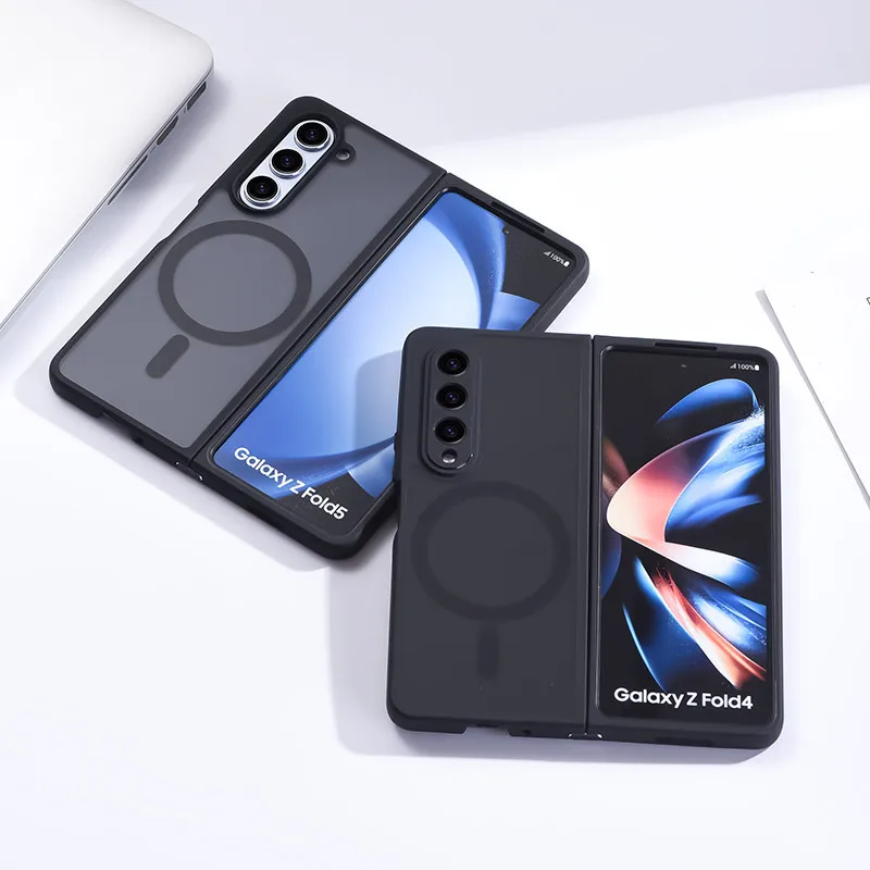 

Black Magnetic Phone Case for Samsung Galaxy Z Fold 6 5 4 3 Protective Back Cover for ZFold4 ZFold5 ZFold6 Case Shell