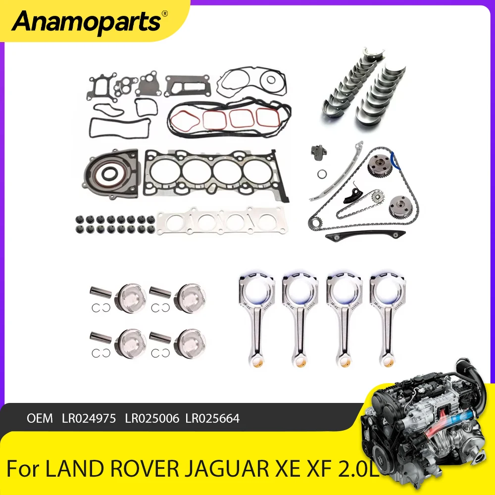 

Engine Parts Head Gasket Set Piston Timing Chain Kit Connecting Rod Fit 2.0 L Gas For JAGUAR XE LAND ROVER DISCOVERY 2.0L 204PT