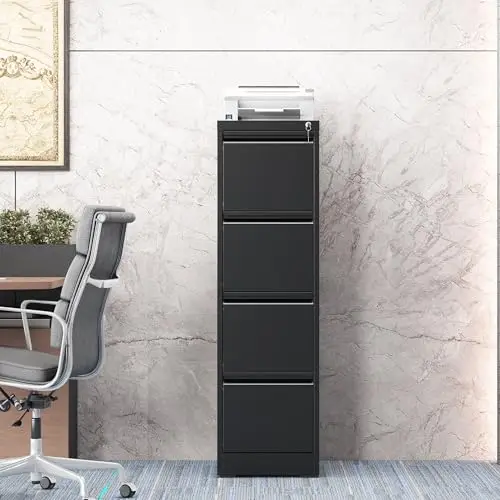 4 Drawer File Cabinet with Lock, File Cabinet | Steel Vertical Filing Cabinets for Home Office,Heavy Duty File Storage