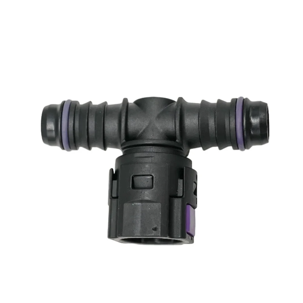 For Electric Vehicle Cooling Three-way Hose Connector Quick-connect Fitting Black Robust High Pressure Material