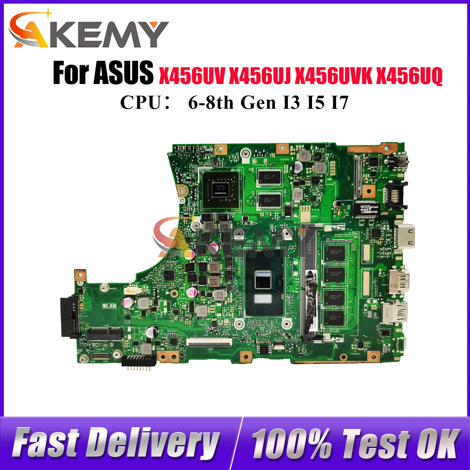 

X456UV Laptop Motherboard For ASUS X456UQ X456UAK X456UVK X456UB X456UQK R457U F456U X456U X456UJ X456UF Mainboard I3 I5 I7 CPU