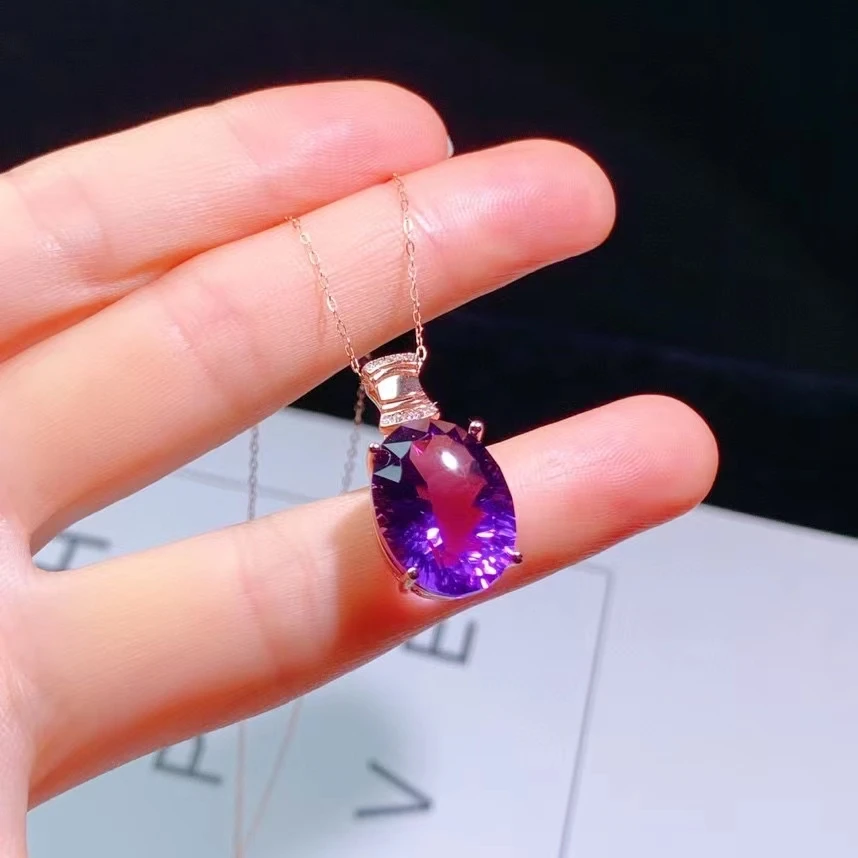 

VVS Grade Natural Amethyst Necklace Pendant 12mm * 16mm 10ct Amethyst Necklace Pendant Solid 925 Silver Crystal Jewelry