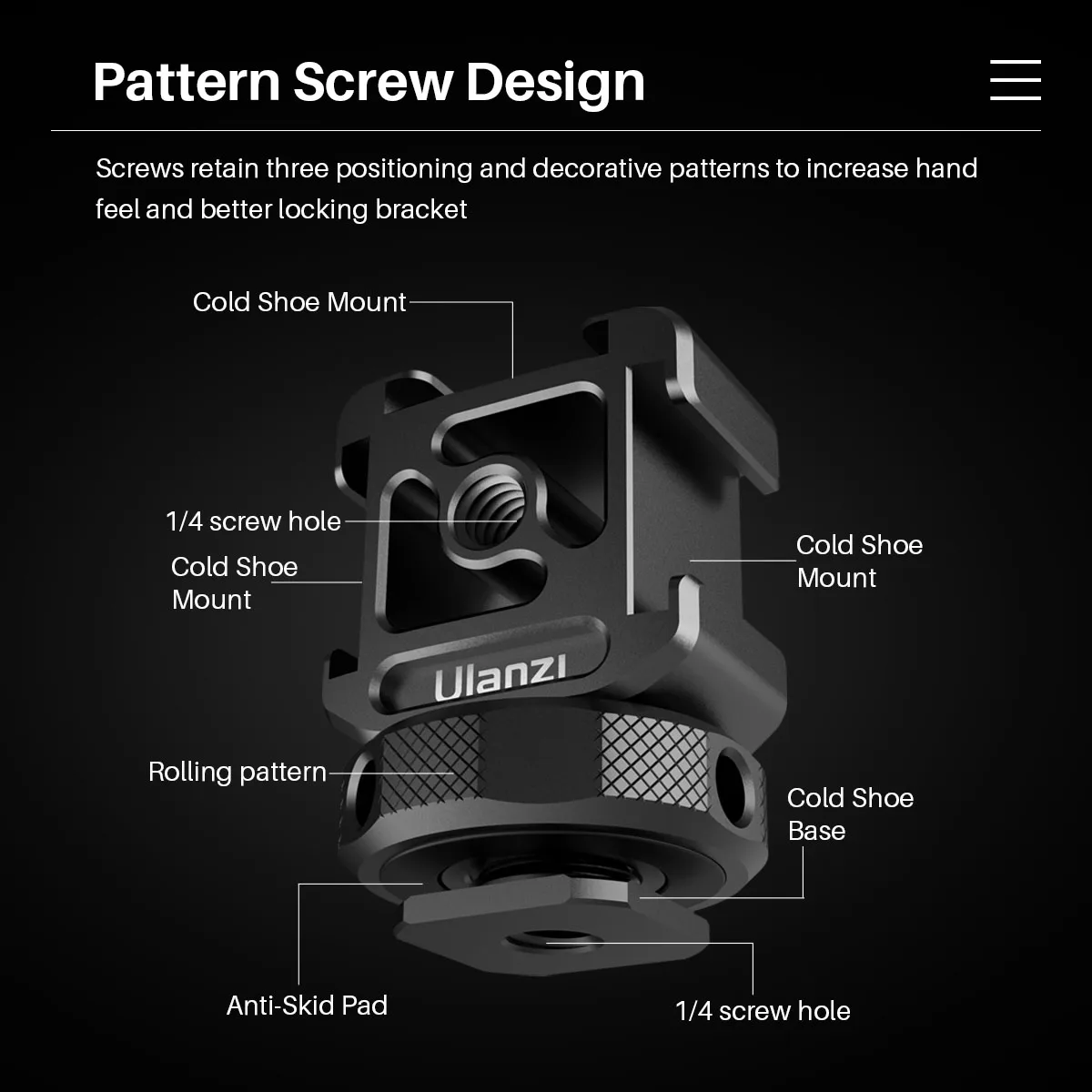 Ulanzi PT-12 Triple Kalten Schuh 1/4'' Schraube Adapter Verlängern Mikrofon Füllen Licht Monitor Magie Arm DSLR Kamera Zubehör