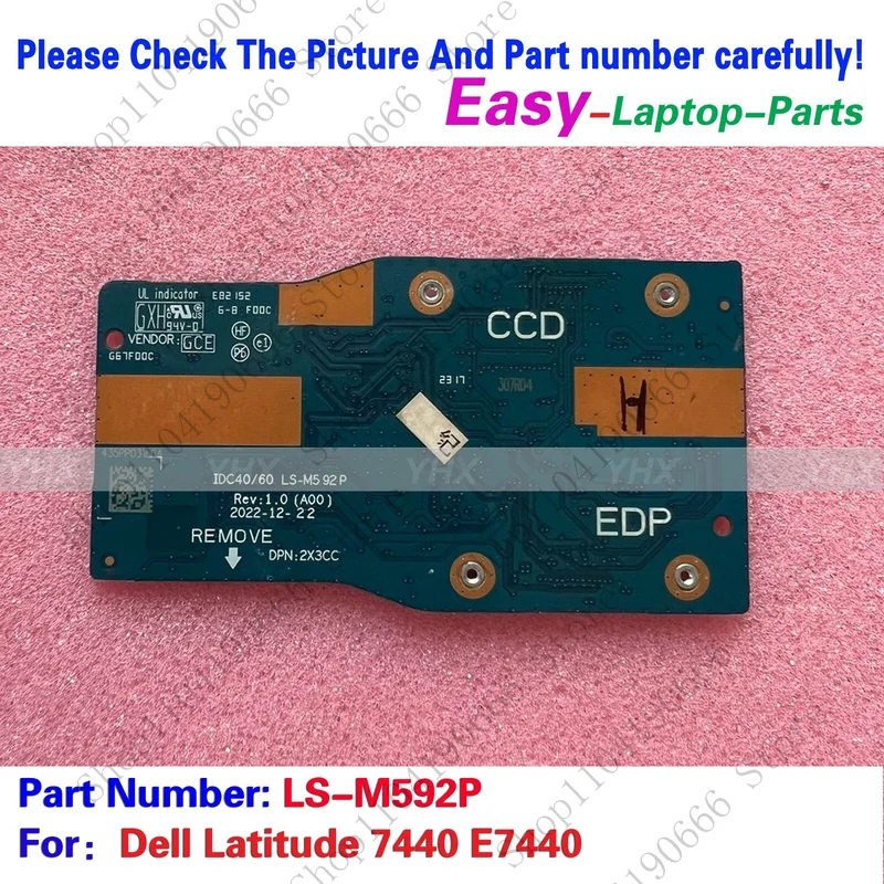 

BD New For Dell Latitude 7440 E7440 Built in Camera Adapter Board LS-M592P.