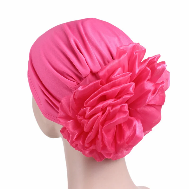 Women New Large Flower Stretch Scarf Hat Ladies Elegant Fashion Hair Accessories Chemo Hat Women Turban Bandanas