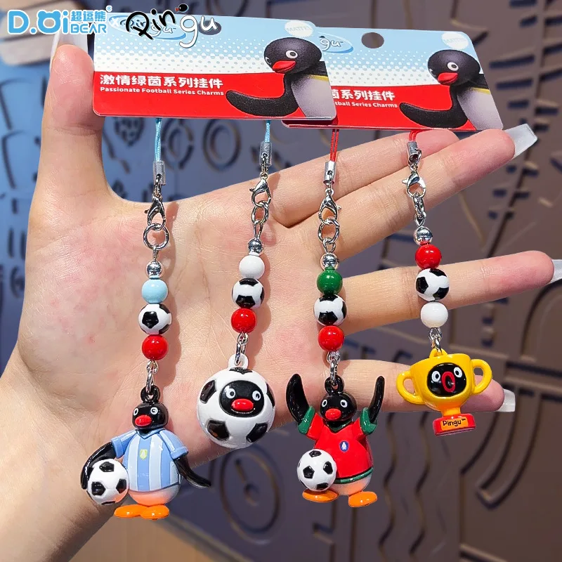 Cartoon Pingu Passionate Football Series Creativity Penguin Shaped Backpack Pendant Diy Keychain Decoration Toy Collectble Gifts